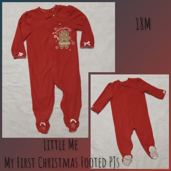 Little Me Other - 5 for $10 Little Me 'My First Christmas' Zip Up Red Footed Pjs